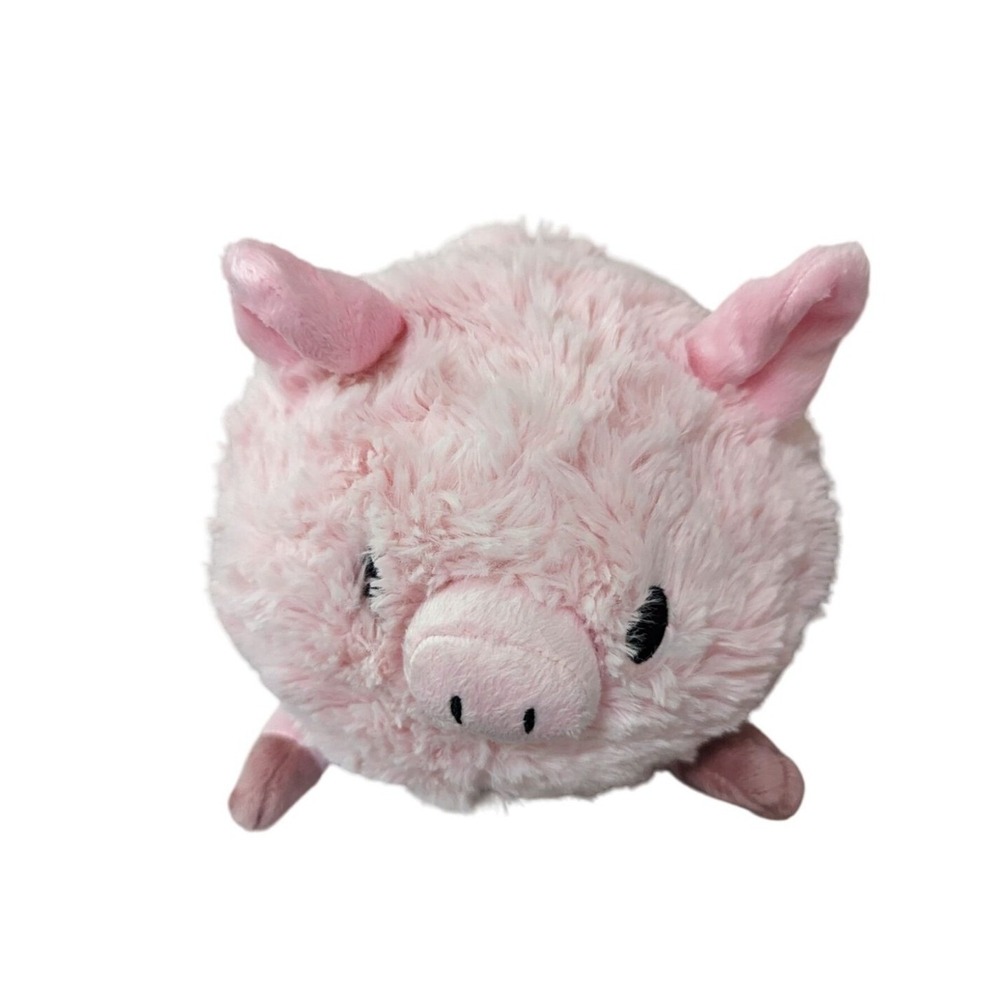 Squishable Mini Pink Pig Plush Round Stuffed Animal Shaggy Fur 7 Inch